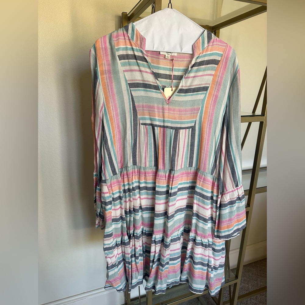 Entro Vibrant Striped V-Neck Dress